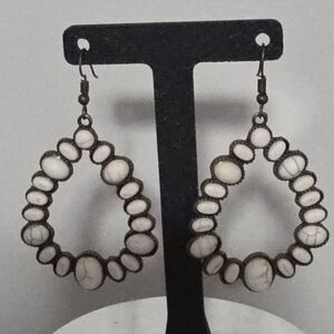 Elegant White Stone Boho Teardrop Earrings